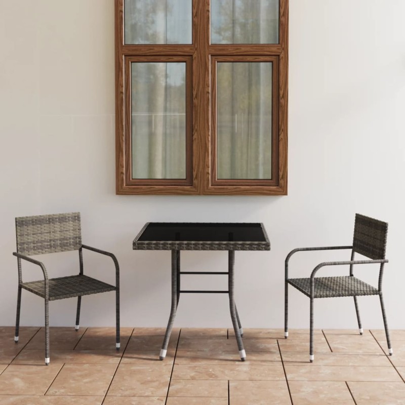 vidaXL Set comedor jardín 3 pzas ratán sintético gris antracita y gris