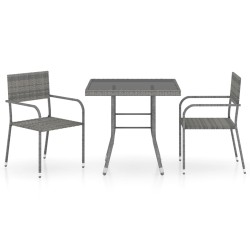vidaXL Set comedor jardín 3 pzas ratán sintético gris antracita y gris