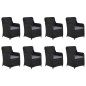 vidaXL Juego de comedor para jardín 9 piezas ratán sintético negro vidaXL Juego de comedor para jardín 9 piezas ratán sintético negro