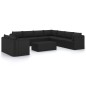 vidaXL Set de muebles de jardín 11 pzas cojines ratán sintético negro vidaXL Set de muebles de jardín 11 pzas cojines ratán sintético negro