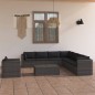 vidaXL Set de muebles de jardín 9 pzas ratán sintético y cojines gris
