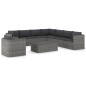 vidaXL Set de muebles de jardín 9 pzas ratán sintético y cojines gris