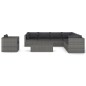 vidaXL Set de muebles de jardín 9 pzas ratán sintético y cojines gris