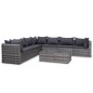 vidaXL Set de muebles de jardín 9 pzas ratán sintético y cojines gris