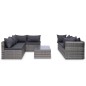 vidaXL Set de muebles de jardín 9 pzas ratán sintético y cojines gris