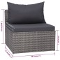 vidaXL Set de muebles de jardín 9 pzas ratán sintético y cojines gris