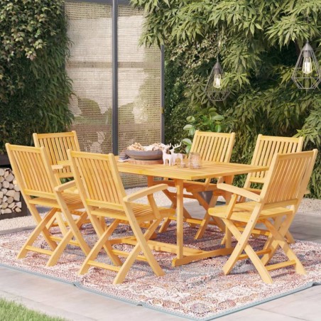 vidaXL Conjunto de comedor de jardín 7 piezas madera maciza de teca