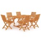 vidaXL Conjunto de comedor de jardín 7 piezas madera maciza de teca vidaXL Conjunto de comedor de jardín 7 piezas madera maciza de teca