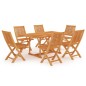 vidaXL Conjunto de comedor de jardín 7 piezas madera maciza de teca vidaXL Conjunto de comedor de jardín 7 piezas madera maciza de teca