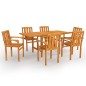 vidaXL Conjunto de comedor de jardín 7 piezas madera maciza de teca vidaXL Conjunto de comedor de jardín 7 piezas madera maciza de teca