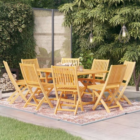 vidaXL Conjunto de comedor de jardín 9 piezas madera maciza de teca