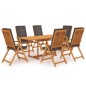 vidaXL Set de comedor para jardín 7 piezas teca maciza y cojines gris vidaXL Set de comedor para jardín 7 piezas teca maciza y cojines gris