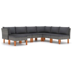 vidaXL Set de muebles de jardín 7 pzas y cojines ratán sintético gris
