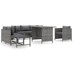 vidaXL Set de muebles de jardín 8 pzas y cojines ratán sintético gris