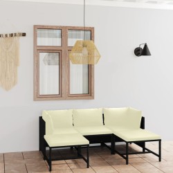 vidaXL Set de muebles de jardín 5 pzas y cojines ratán sintético negro