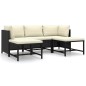 vidaXL Set de muebles de jardín 5 pzas y cojines ratán sintético negro