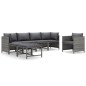 vidaXL Set de muebles de jardín 7 pzas y cojines ratán sintético gris vidaXL Set de muebles de jardín 7 pzas y cojines ratán sintético gris