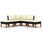 vidaXL Set de muebles de jardín 5 pzas y cojines ratán sintético negro vidaXL Set de muebles de jardín 5 pzas y cojines ratán sintético negro