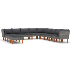 vidaXL Set de muebles de jardín 12 pzas y cojines ratán sintético gris