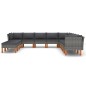 vidaXL Set de muebles de jardín 12 pzas y cojines ratán sintético gris vidaXL Set de muebles de jardín 12 pzas y cojines ratán sintético gris