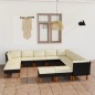 vidaXL Set de muebles de jardín 12 pzas y cojines ratán sintético negro vidaXL Set de muebles de jardín 12 pzas y cojines ratán sintético negro