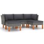vidaXL Set de muebles de jardín 5 pzas y cojines ratán sintético gris vidaXL Set de muebles de jardín 5 pzas y cojines ratán sintético gris