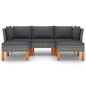 vidaXL Set de muebles de jardín 5 pzas y cojines ratán sintético gris vidaXL Set de muebles de jardín 5 pzas y cojines ratán sintético gris