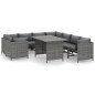 vidaXL Set de muebles de jardín 9 pzas y cojines ratán sintético gris