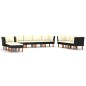 vidaXL Set de muebles de jardín 10 pzas cojines ratán sintético negro