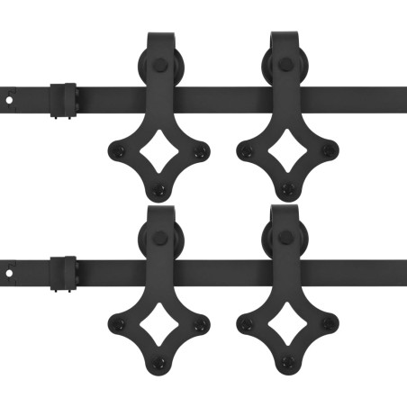 vidaXL Kit de herrajes de puertas correderas acero negro 2 uds 200 cm