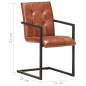 vidaXL Sillas voladizas de comedor 4 unidades cuero auténtico marrón vidaXL Sillas voladizas de comedor 4 unidades cuero auténtico marrón