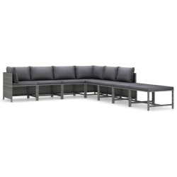 vidaXL Set de muebles de jardín 8 pzas y cojines ratán sintético gris