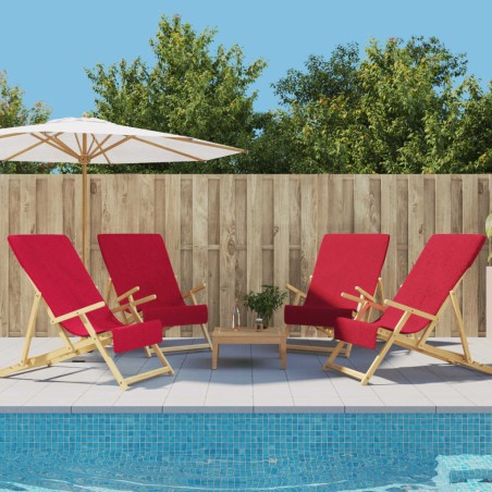 vidaXL Toallas de playa 4 uds tela burdeos 400 g/m² 60x135 cm
