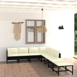 vidaXL Set de muebles de jardín 8 pzas y cojines ratán sintético negro