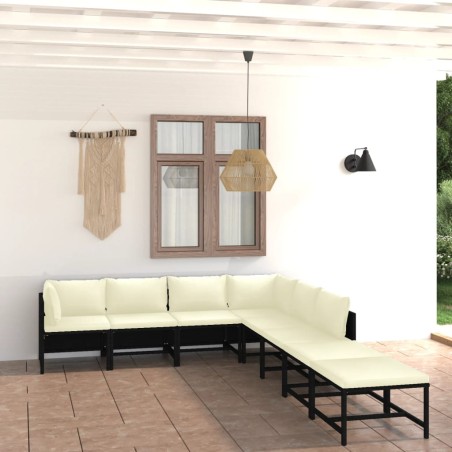 vidaXL Set de muebles de jardín 8 pzas y cojines ratán sintético negro