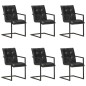 vidaXL Sillas voladizas de comedor 6 unidades cuero auténtico negro