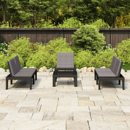 vidaXL Set de muebles de jardín 4 piezas con cojines plástico gris