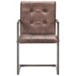vidaXL Silla voladiza comedor 4 uds cuero auténtico marrón envejecido