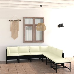 vidaXL Set de muebles de jardín 7 pzas y cojines ratán sintético negro