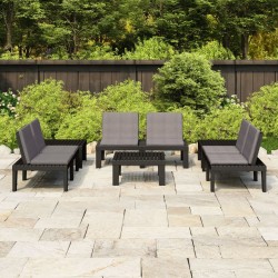 vidaXL Set de muebles de jardín 6 piezas con cojines plástico gris