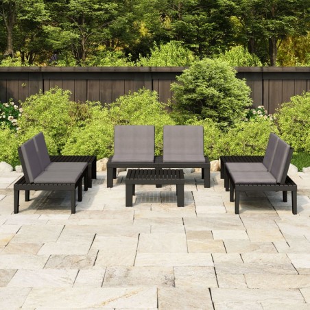 vidaXL Set de muebles de jardín 6 piezas con cojines plástico gris