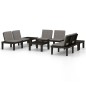 vidaXL Set de muebles de jardín 6 piezas con cojines plástico gris vidaXL Set de muebles de jardín 6 piezas con cojines plástico gris
