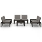vidaXL Set de muebles de jardín 6 piezas con cojines plástico gris vidaXL Set de muebles de jardín 6 piezas con cojines plástico gris
