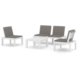vidaXL Set de muebles de jardín 4 piezas con cojines plástico blanco