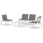 vidaXL Set de muebles de jardín 4 piezas con cojines plástico blanco vidaXL Set de muebles de jardín 4 piezas con cojines plástico blanco
