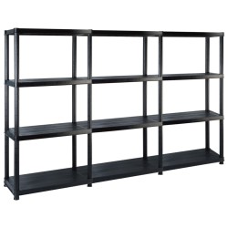 vidaXL Estante de almacenaje 4 niveles negro plástico 183x30,5x130 cm