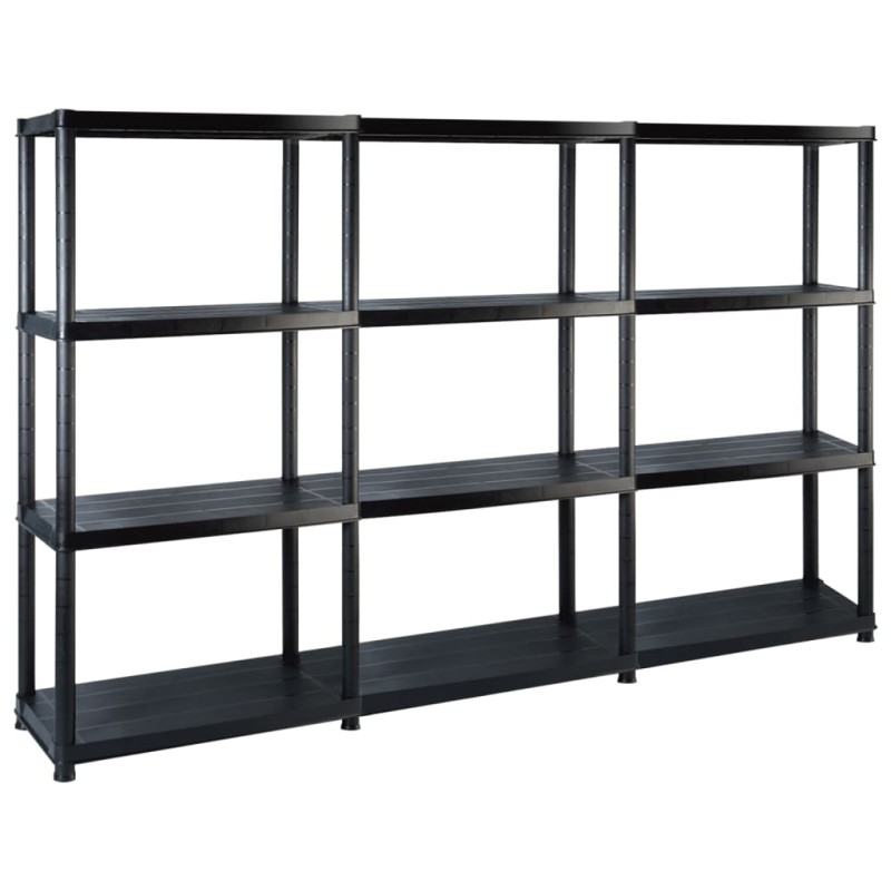 vidaXL Estante de almacenaje 4 niveles negro plástico 183x30,5x130 cm