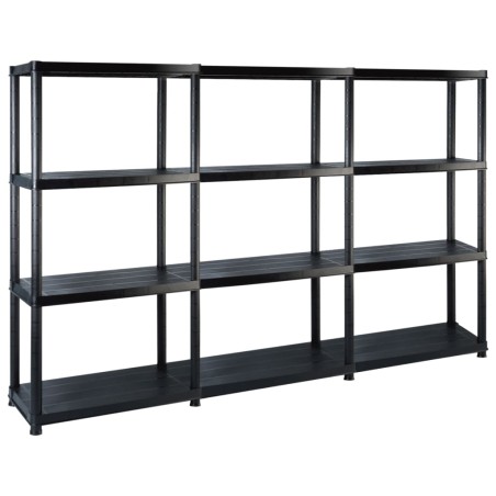vidaXL Estante de almacenaje 4 niveles negro plástico 183x30,5x130 cm