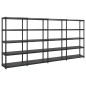 vidaXL Estanterías almacenaje 5 niveles plástico negro 366x45,7x185 cm vidaXL Estanterías almacenaje 5 niveles plástico negro 366x45,7x185 cm