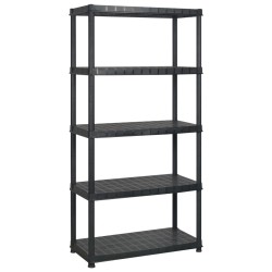 vidaXL Estanterías almacenaje 5 niveles plástico negro 366x45,7x185 cm